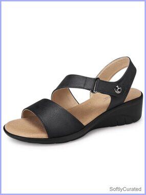 Women's Low Wedge Heel Sandals Ankle Strap Open Toe Platform Shoes